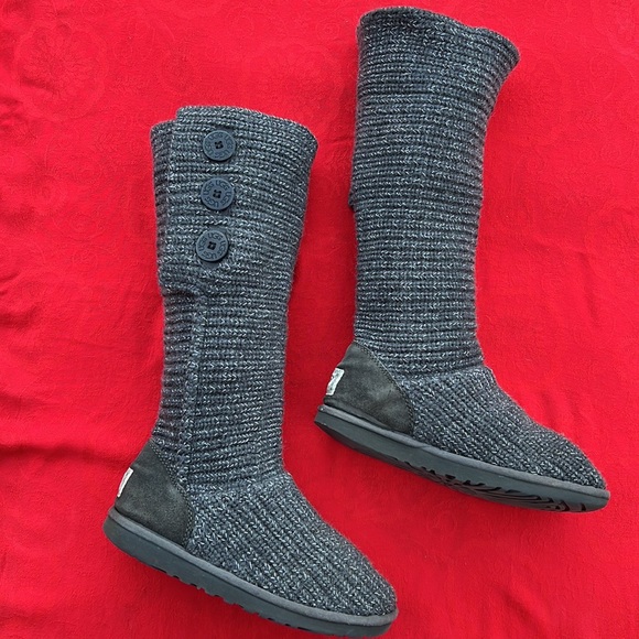 UGG Cardi Gray Fold Down Knit Sweater Boots - Picture 11 of 17